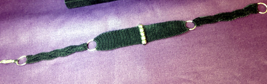 Bracelet noir tressé argenté