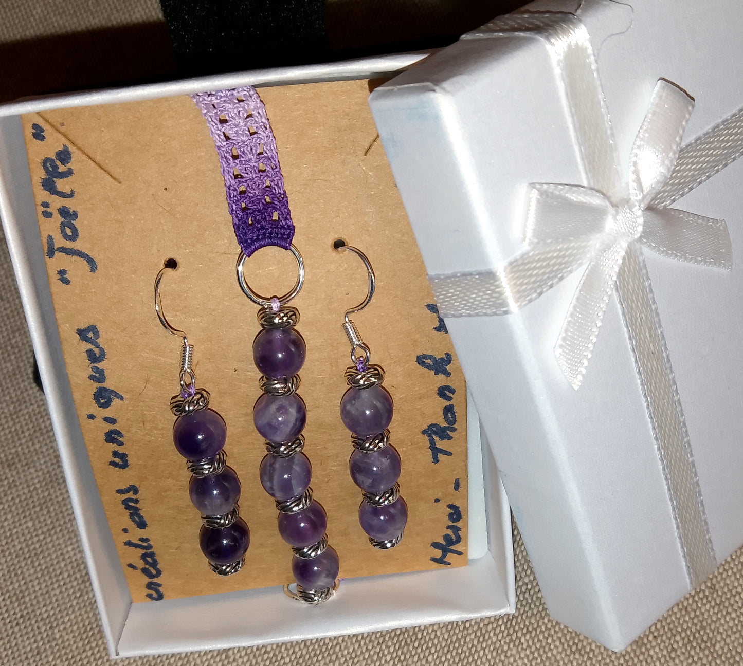 Ensemble en dégradé de violet bracelet et boucles d'oreilles Violette