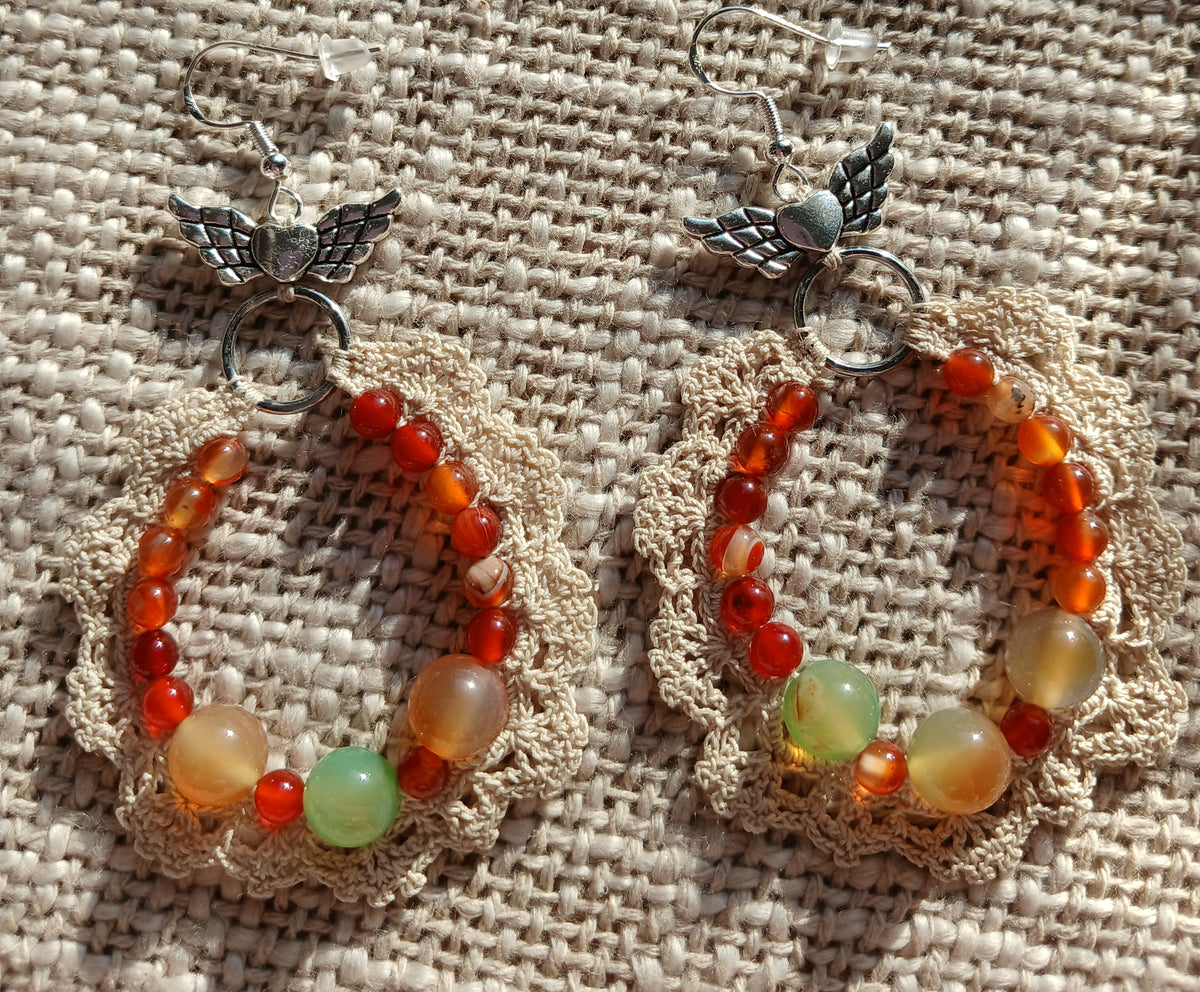 Boucles d'oreilles Cornaline & Agate paon