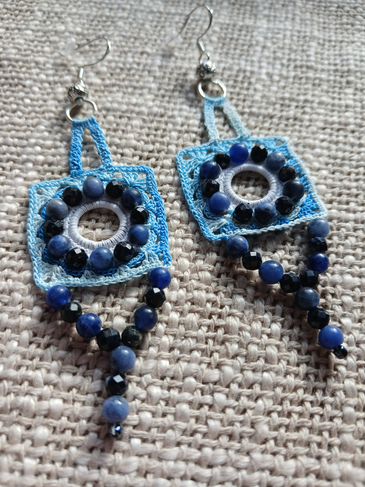 Boucles d'oreilles saphir & sodalite