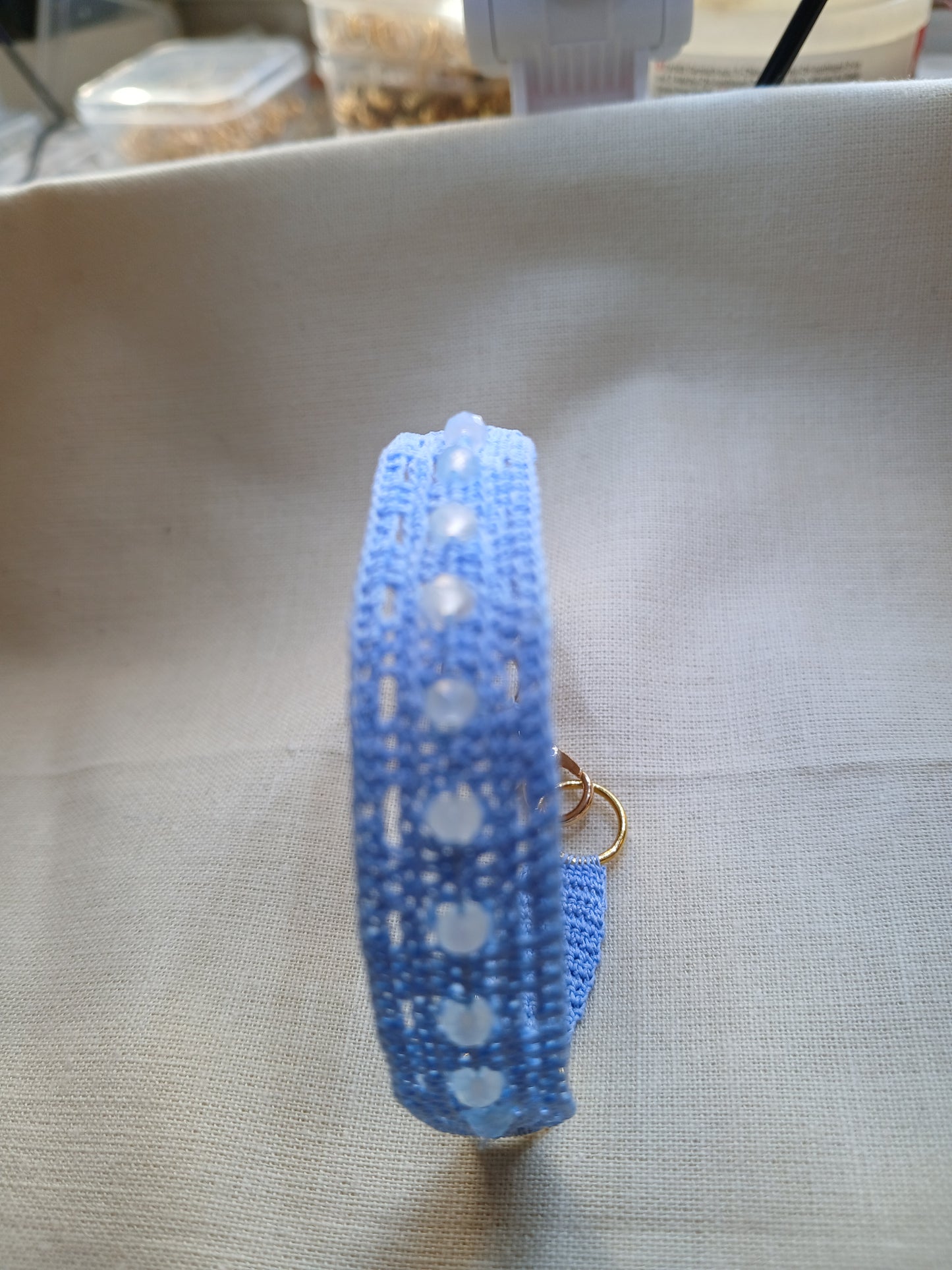 Bracelet Francine Bleu Ciel - Crochet & Aigues-Marines Facétées