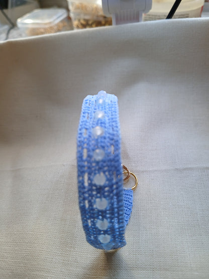 Bracelet Francine Bleu Ciel - Crochet & Aigues-Marines Facétées