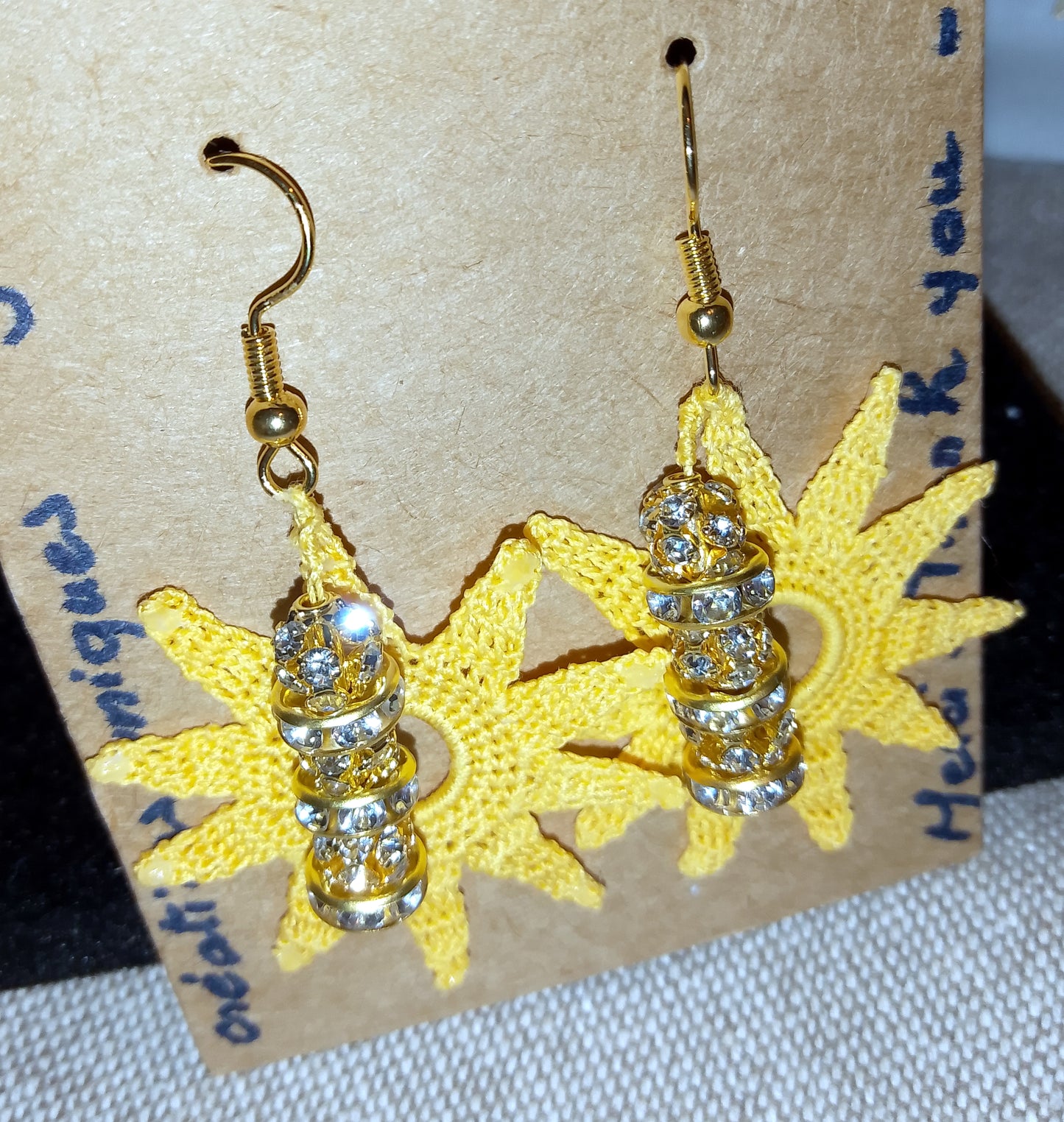 Boucles d'oreilles Soleil et strass