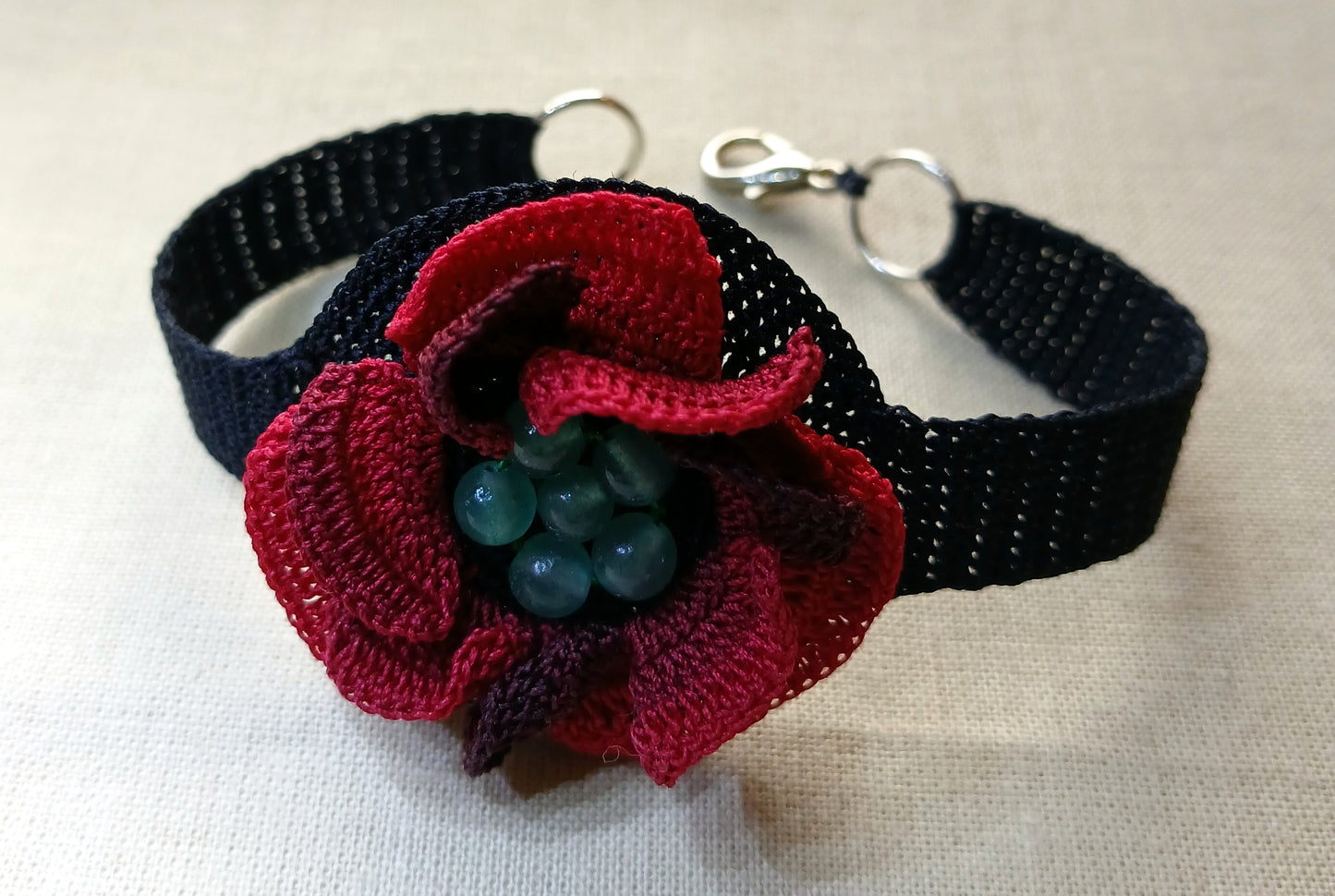 Bracelet Coquelicot perles d'aventurine verte