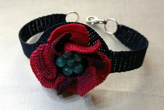 Bracelet Coquelicot perles d'aventurine verte