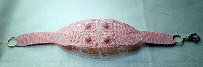 Bracelet Rose perles de pierre de lune rose fait main rance crochet artisanal