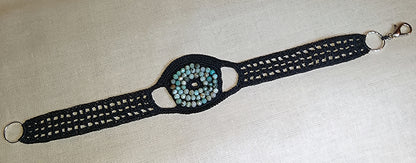 Bracelet Nancy noir perles de turquoises africaines fait main France crochet artisanal