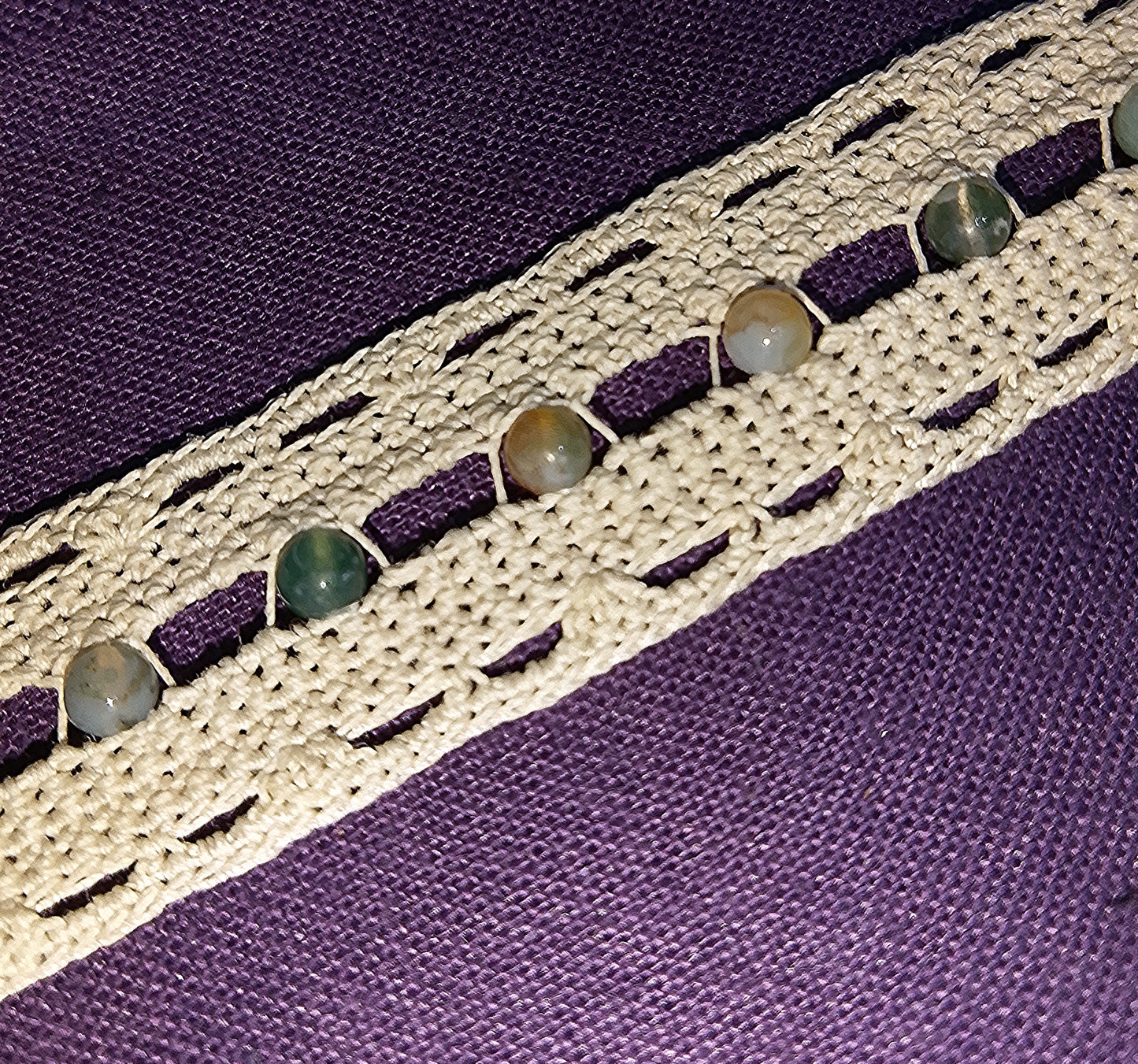 Bracelet beige Poppy perles agates indiennes fait main France crochet artisanal