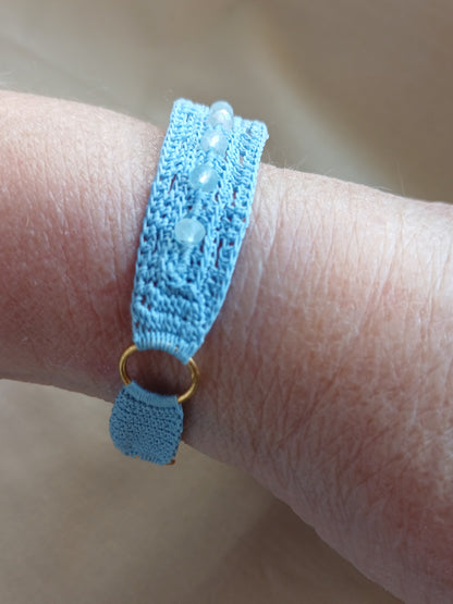 Bracelet Francine Bleu Ciel - Crochet & Aigues-Marines Facétées
