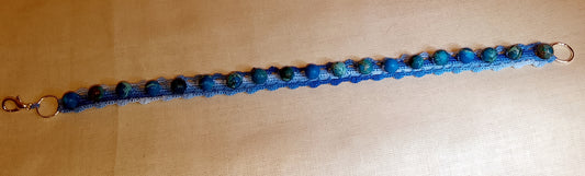 Bracelet dégradé de bleu Phybieperles de jaspe bleu fait main France crochet artisanal