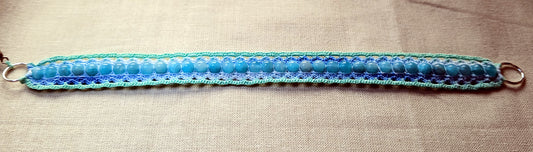 Bracelet dégradé de bleu et vert pâle perles d'amazonite du Pérou fait main France crochet artisanal