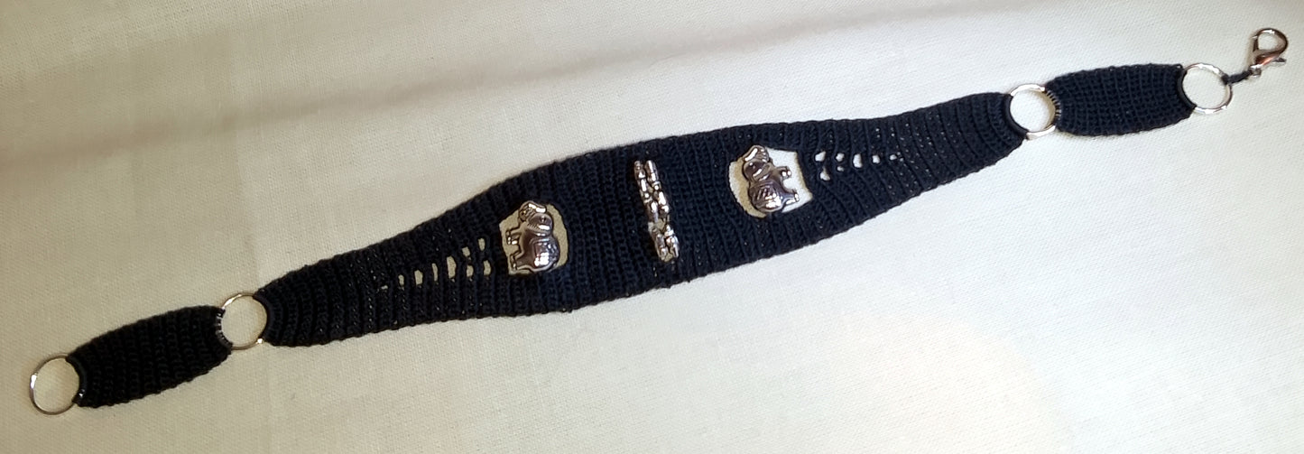 Bracelet noir Serge éléphants