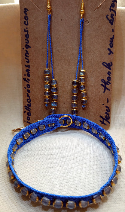 Ensemble Lys - Labradorite & Crochet Bleu Roi