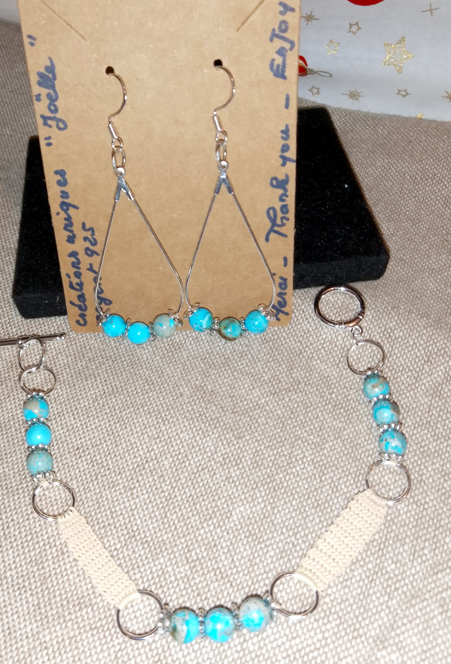 Ensemble beige Céline, bracelet et boucles d'oreilles