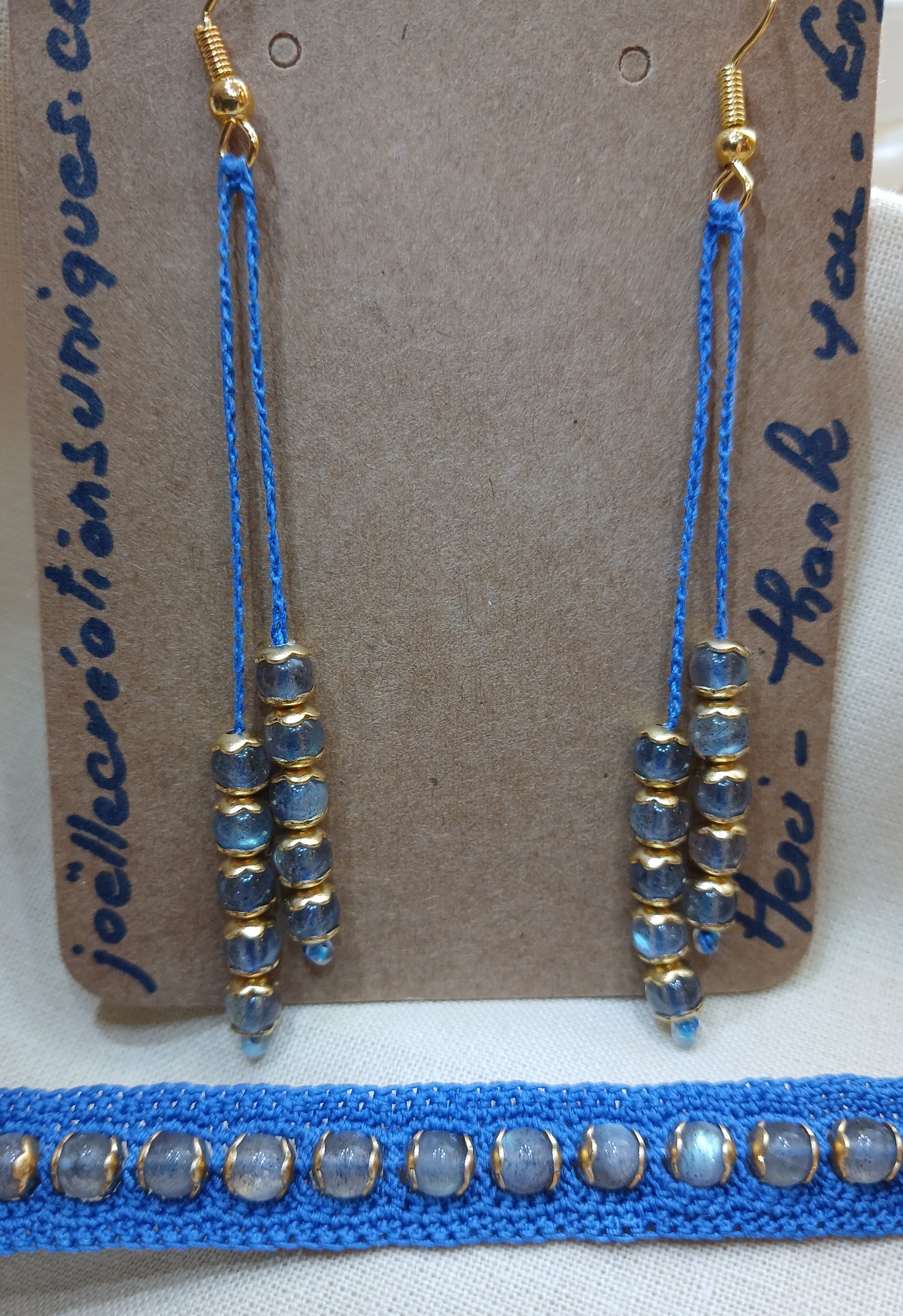 Ensemble Lys - Labradorite & Crochet Bleu Roi