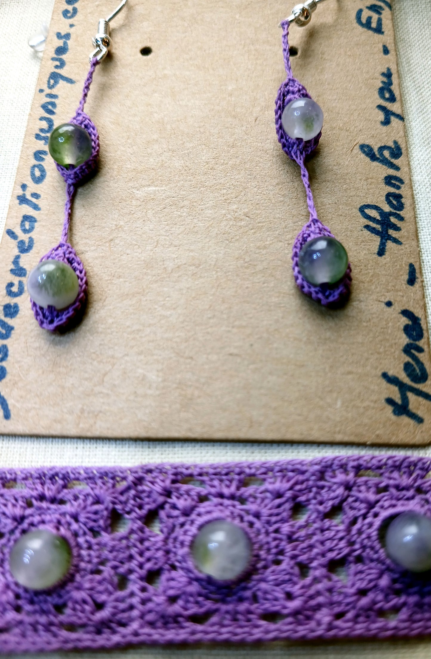 Ensemble Chloé - Bracelet et Boucles d'Oreilles Crochet Violet