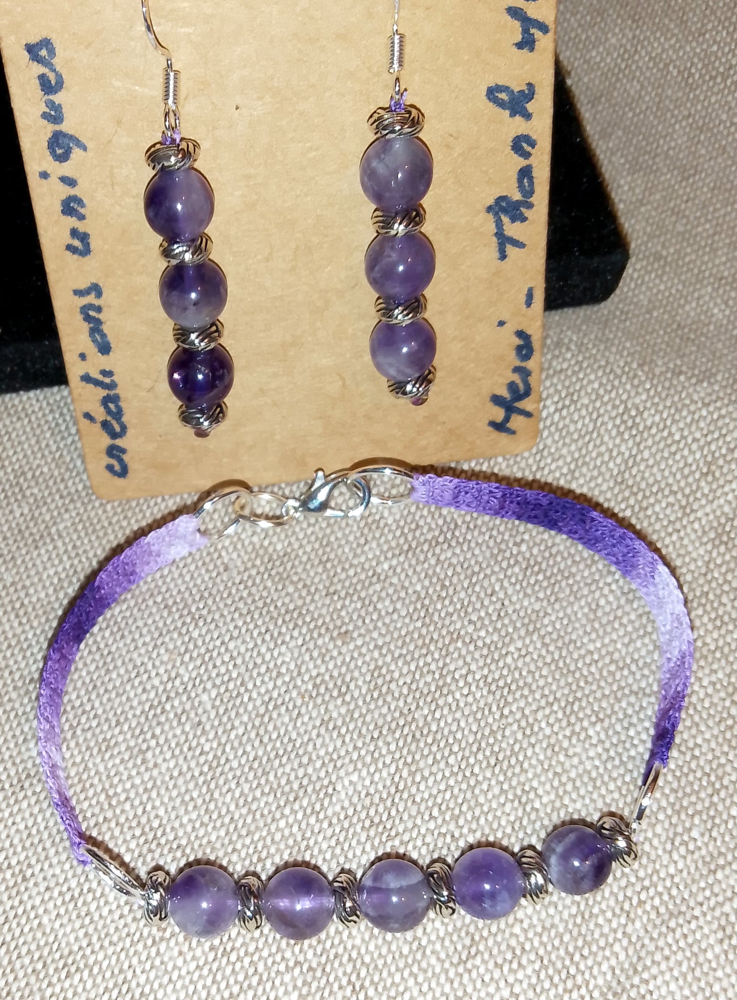 Ensemble bracelet et boucles d'oreilles Violette