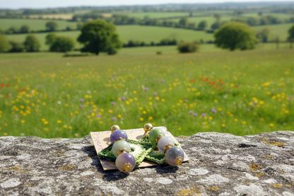Boucles d'oreilles dégradé de vert perles de jaspe violet - décor bucolique