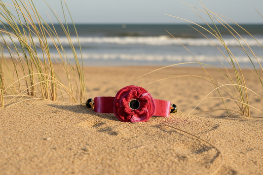 Bracelet Anémone dégradé de rouge - sable chaud et herbes de bord d'océan