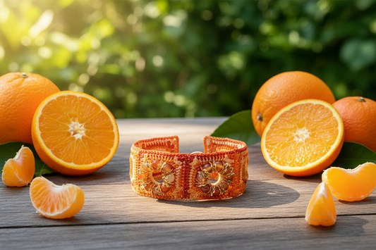 Bracelet Emma - Dégradé Orange & Perles de Coraline - nature ensoleillée avec fruits oranges