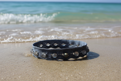 Bracelet gris perles de labradorite - fond océan