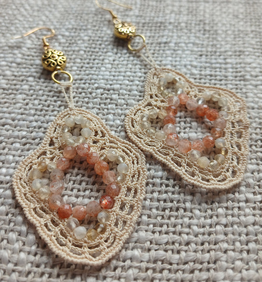 Boucles d'oreilles Pierre de soleil & Citrine facettées