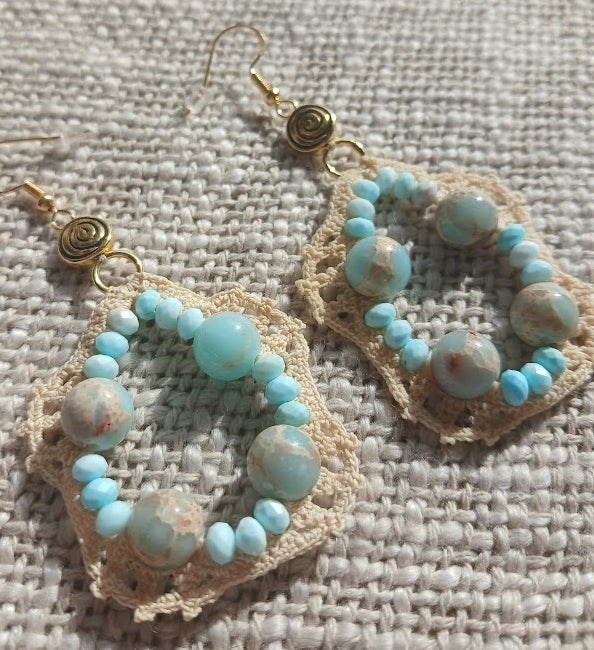 Boucles d'oreilles  Turquoise américaine & Serpentine