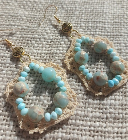 Boucles d'oreilles  Turquoise américaine & Serpentine