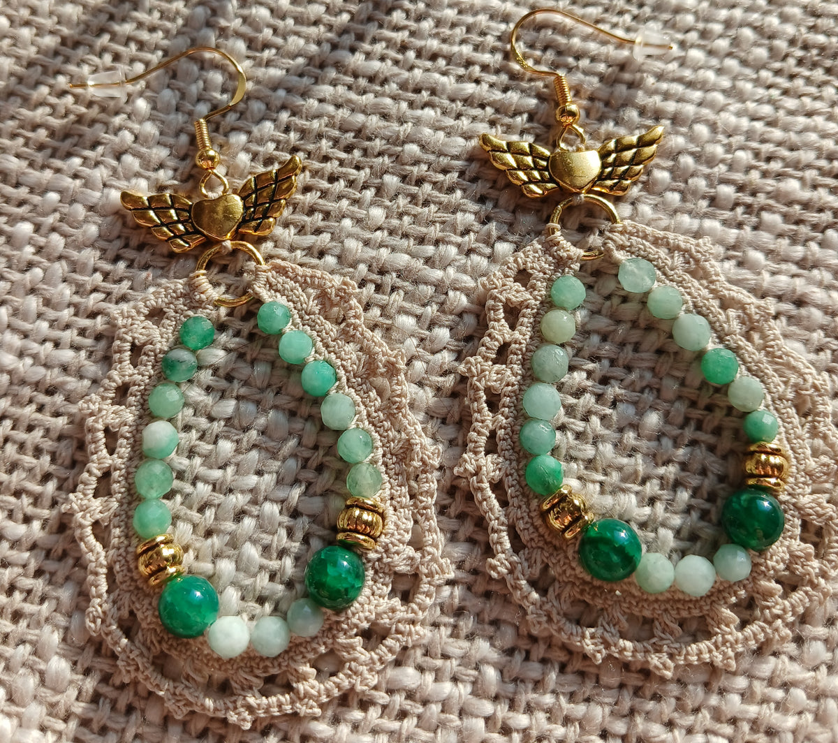 Boucles d'oreilles Émeraudes facettées & Agate veine de dragon