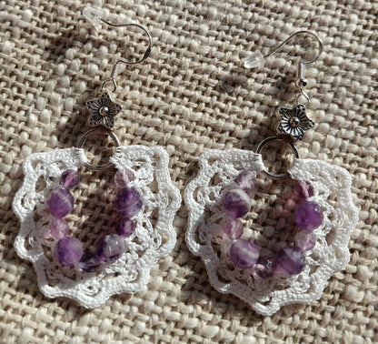 Boucles Améthyste chevron & Fluorine