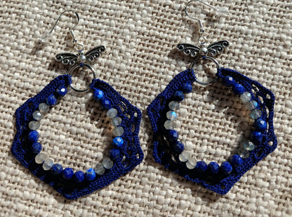 Boucles d'oreilles  Lapis-lazuli & Labradorite facettées