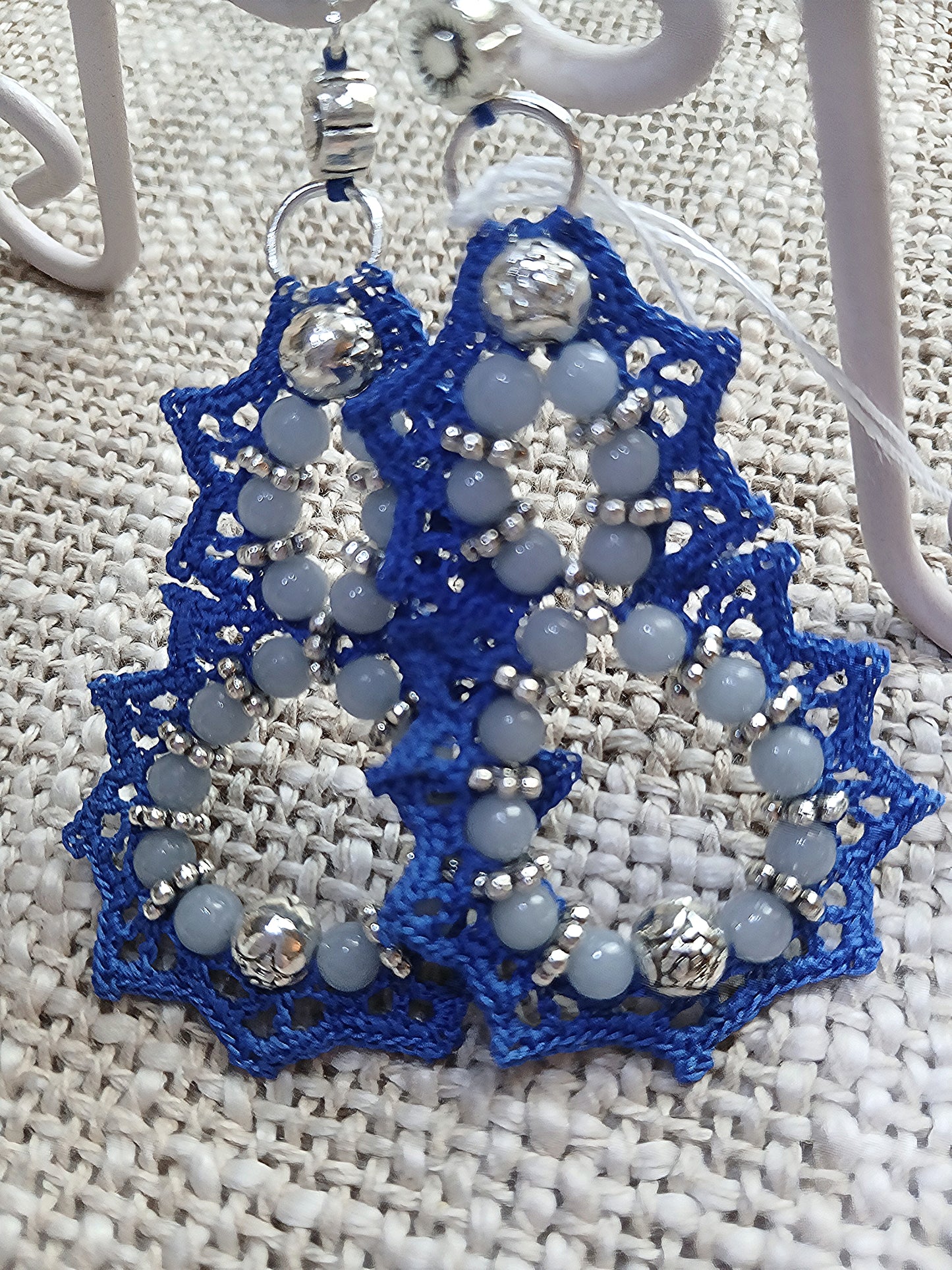 Boucles d'oreilles Crochet Bleu Roi – Perles d'Angélite & Argent 925