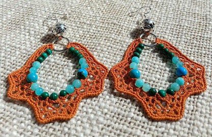 Boucles d'oreilles  Malachite, Amazonite du Pérou & Opale bleue — Argent sterling