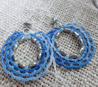 Boucles d'oreilles Crochet Bleu – Perles d'Aigue-Marine & Argent
