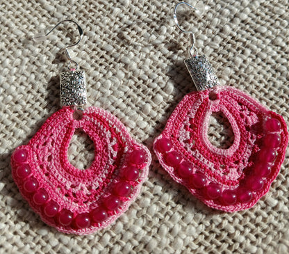 Boucles d’oreilles Coton rose dégradé & Rubis ronds