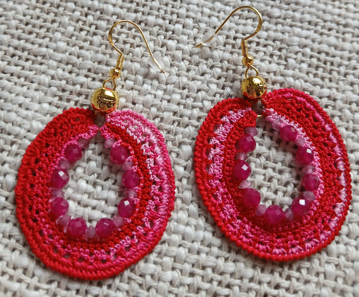 Boucles d'oreilles Rubis & Tourmaline rose
