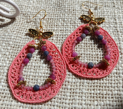 Boucles d'oreilles Saphir, Rubis & Tourmaline rose facettées