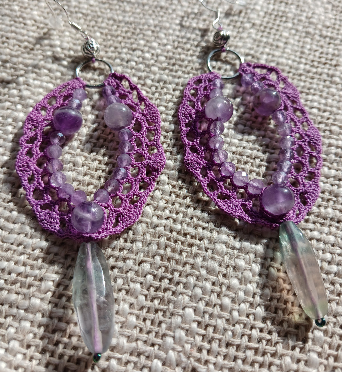 Boucles d'oreilles  Améthyste & Fluorine
