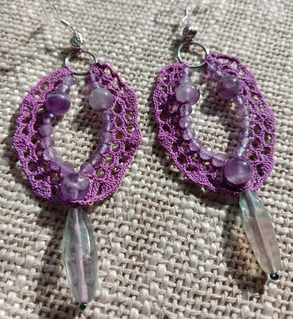 Boucles d'oreilles  Améthyste & Fluorine