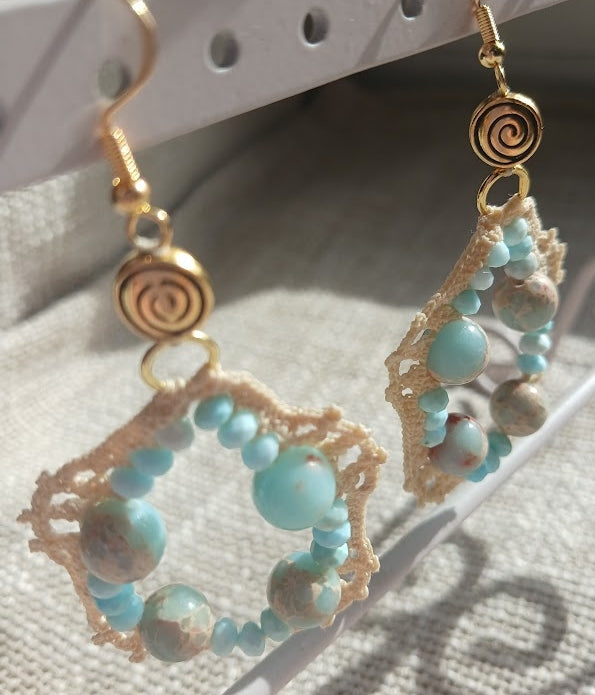 Boucles d'oreilles  Turquoise américaine & Serpentine
