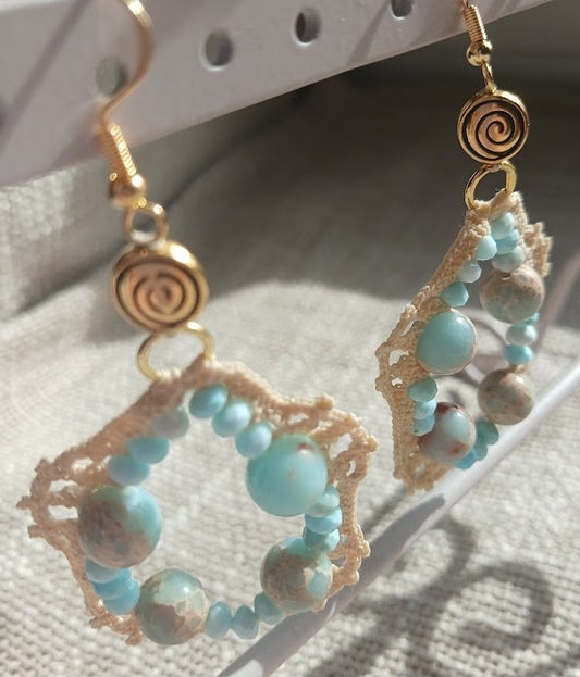 Boucles d'oreilles  Turquoise américaine & Serpentine