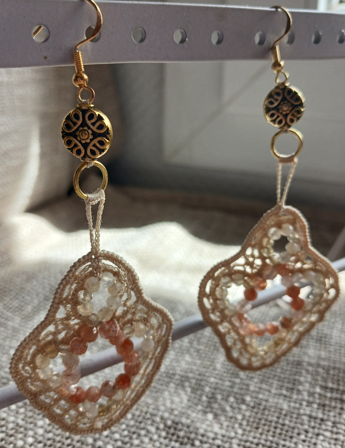 Boucles d'oreilles Pierre de soleil & Citrine facettées