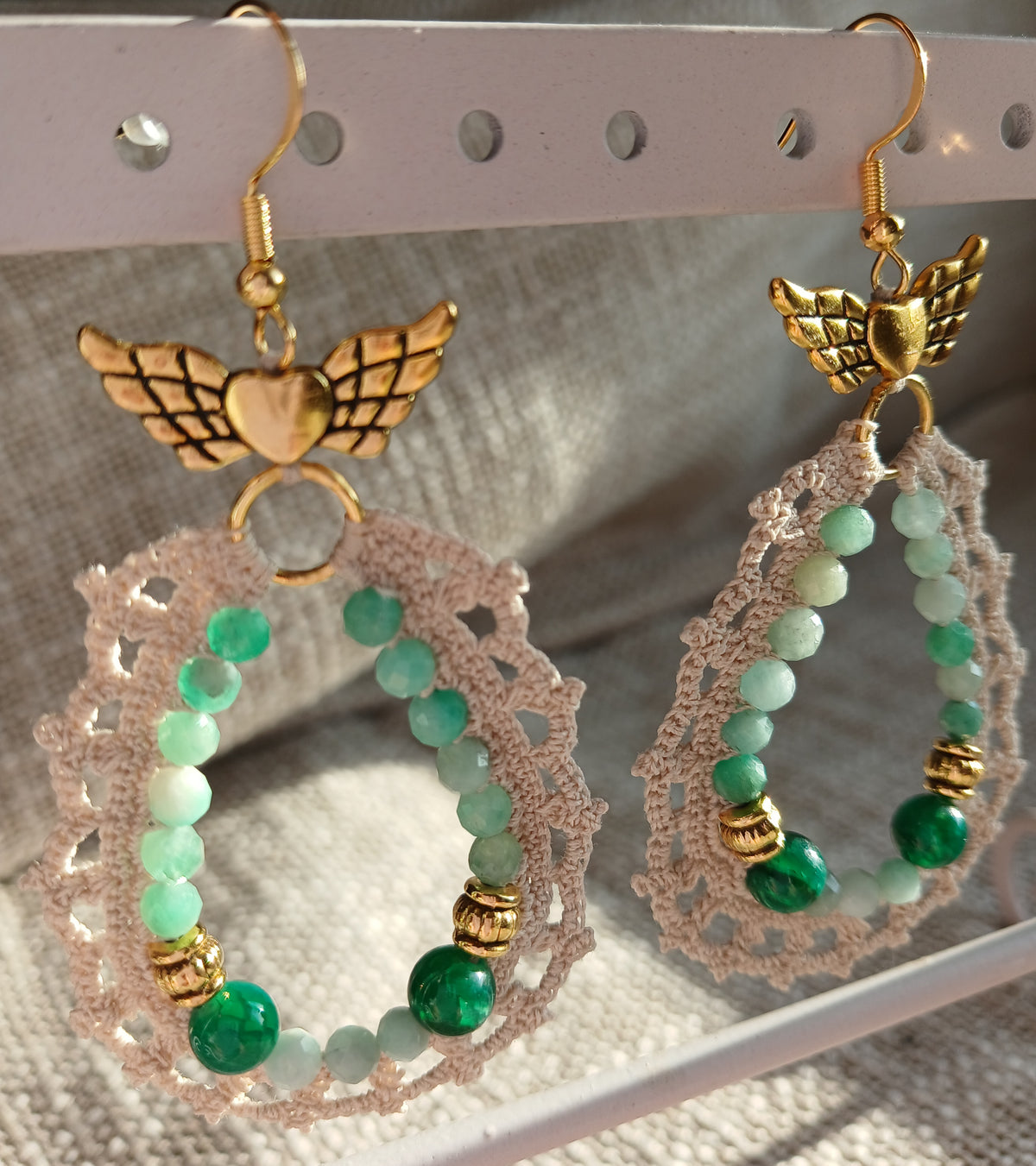 Boucles d'oreilles Émeraudes facettées & Agate veine de dragon