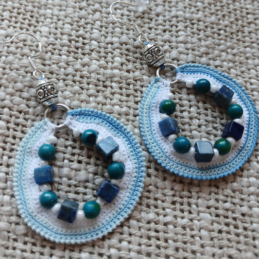 Boucles d'oreilles Lapis Lazuli & Azurite — Bleu dégradé