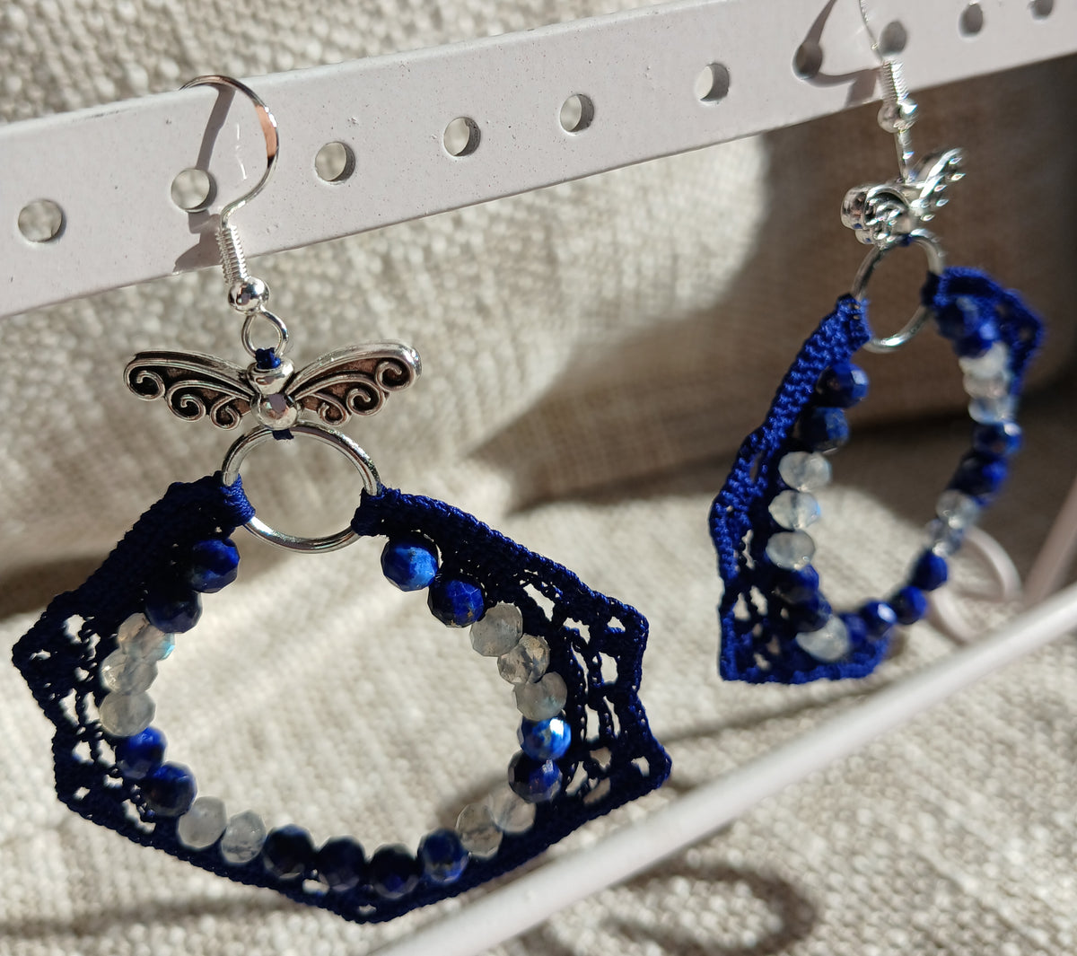 Boucles d'oreilles  Lapis-lazuli & Labradorite facettées