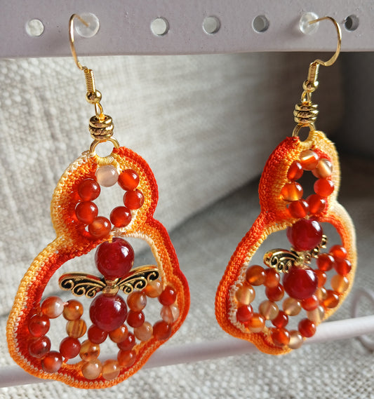 Boucles Cornaline & Grenat