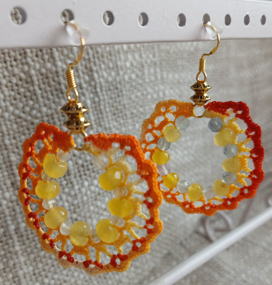 Boucles d'oreilles Topaze jaune & Fluorine