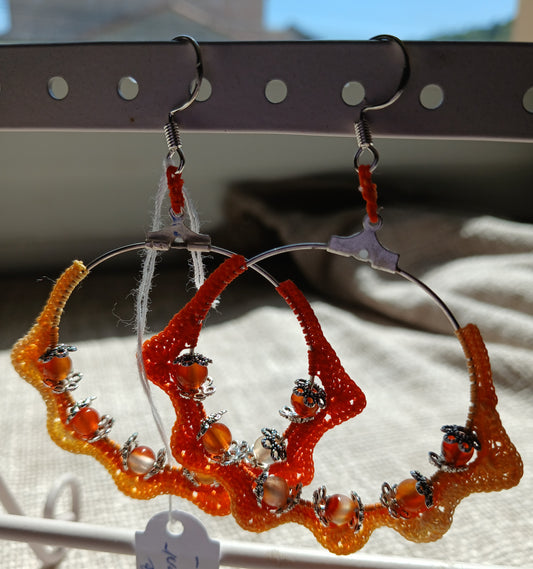 Boucles d'oreilles créoles crochet dégradé orange — Coraline multicolore — Argent 925