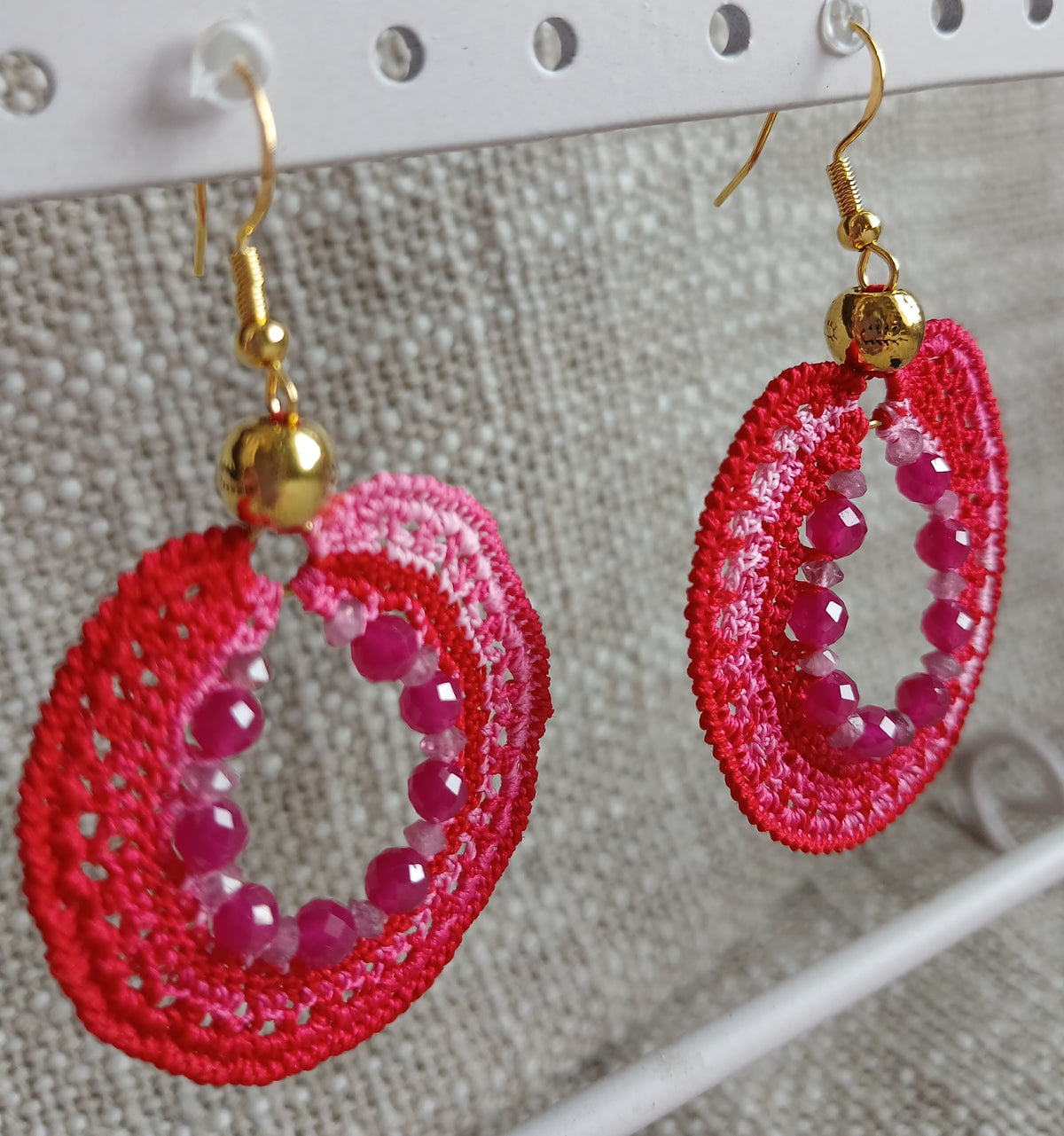 Boucles d'oreilles Rubis & Tourmaline rose