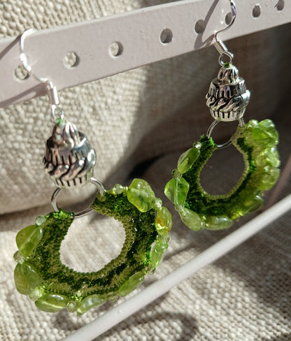 Boucles d'oreilles  Péridot facetté & Péridot brut